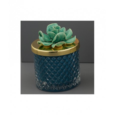 Bomboniera Matrimonio Comunione Barattolo Candela Fiore Capodimonde Verde Con Astuccio