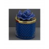 Bomboniera Matrimonio Comunione Barattolo Candela Fiore Capodimonde Blu Con Astuccio