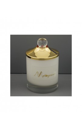 Bomboniera Matrimonio Comunione Barattolo Candela Fiore Capodimonde Bianco Con Sfera Cristallo Con Astuccio