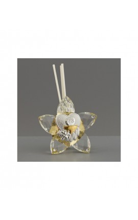 Bomboniera Comunione Profumatore Diffusore Cristallo Con Placca Argento Prima Comunione Calice  Con Astuccio