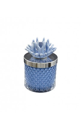 Bomboniera Matrimonio Comunione Barattolo Candela Corallo Blu Con Astuccio