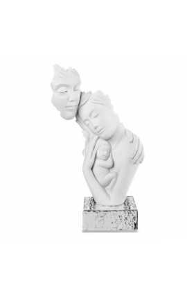 Scultura Sacra Famiglia Moderna Bianca e Argento Bongelli