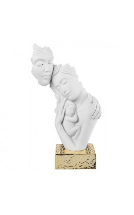 Scultura Sacra Famiglia Moderna Bianca e Oro Bongelli