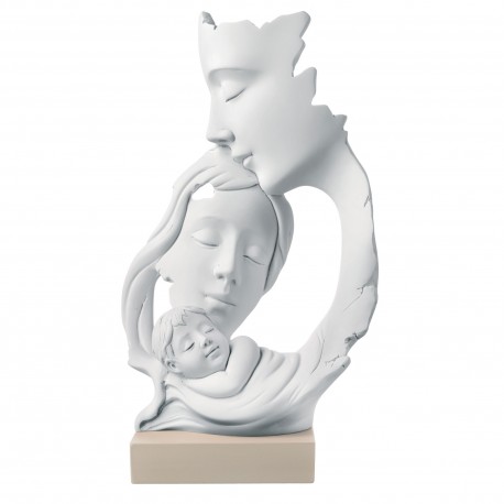 Bomboniera Battesimo Scultura Sacra Famiglia Bianca e Nocciola Bongelli Preziosi