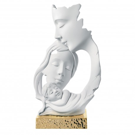 Bomboniera Battesimo Scultura Sacra Famiglia Bianca e Oro Bongelli Preziosi