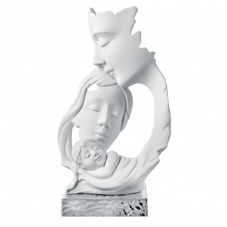 Bomboniera Battesimo Scultura Sacra Famiglia Bianca e Argento Bongelli Preziosi