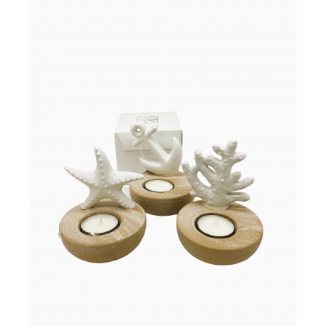 Bomboniera Matrimonio Porta Tea Light Portacandela Tema Mare Stella Marina Ancora Corallo AD Bomboniere
