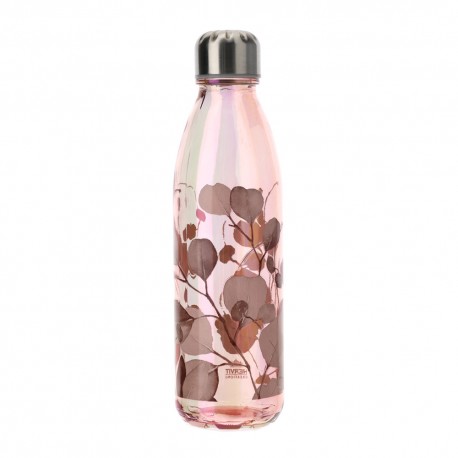 Bomboniera Matrimonio Comunione Borraccia Bottiglia Vetro Botanic Rosa Hervit