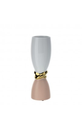 Vaso Porcellana Bianco Oro e Rosa  Hervit