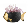 Bongelli Vaso Pesce Scultura  in Marmorino Nero Oro 32×30
