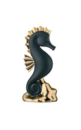 Bongelli Vaso Pesce Scultura  in Marmorino Nero Oro 32×30