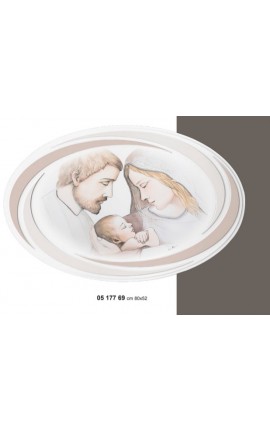 Quadro Capezzale Capoletto Sacra Famiglia Legno  con decorazioni Argento applicate a mano