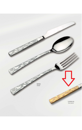 Set 51 Pezzi Posate Acciaio 18/10 Damasco Greca Oro Decori Incisi Con Astuccio Lusso Gottinghen