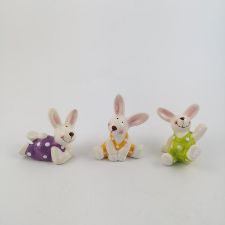 Conigli in Porcellana con Box 3 Ass.