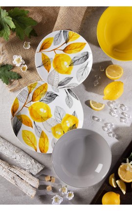 Excelsa Servizio Tavola 18 Pezzi Lemon Grey