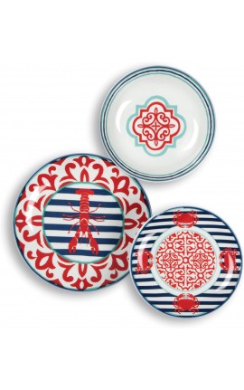 Excelsa Lisbona Servizio Piatti 18 Pezzi, Porcellana e Ceramica, Multicolore