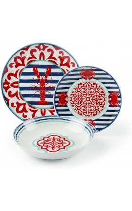 Excelsa Lisbona Servizio Piatti 18 Pezzi, Porcellana e Ceramica, Multicolore