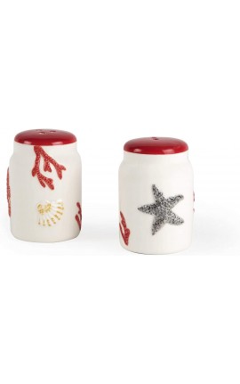 Excelsa Coral Set Sale e Pepe, Ceramica, Bianco e Rosso, 2 Pezzi