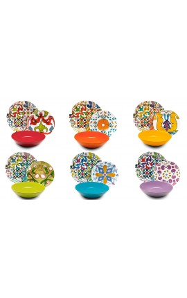 Excelsa Lisbona Servizio Piatti 18 Pezzi, Porcellana e Ceramica, Multicolore
