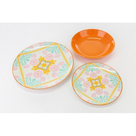 Servizio Piatti  set 18 pezzi piatti decoro aloha Porcellana