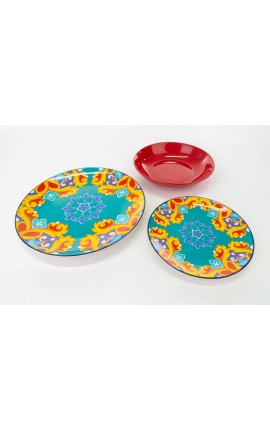 Servizio Piatti  set 18 pezzi piatti decoro jeaux sont faits Porcellana