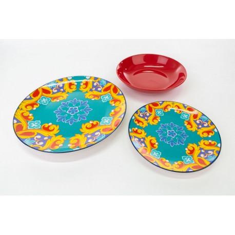 Servizio Piatti  set 18 pezzi piatti decoro jeaux sont faits Porcellana
