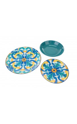 Servizio Piatti  set 18 pezzi piatti decoro riviera blu Porcellana