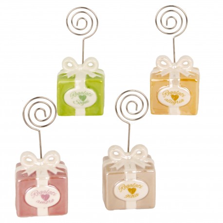 Bomboniera Matrimonio Battesimo Compleanno Segnaposto Memoclip Pacco Regalo 4 Assortiti