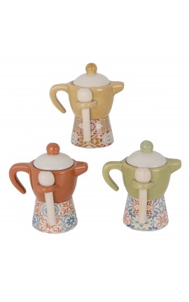 Bomboniera Matrimonio Zuccheriera Moka Caffettiera Con Cucchiaino Porcellana 3 Assortiti Corinto
