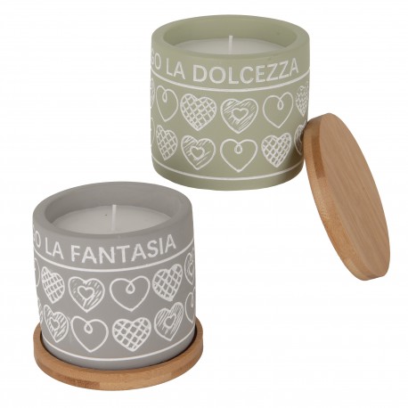 Bomboniera Matrimonio Barattolo Candela Profumata 2 Assortiti Fantasia h.9 Cm