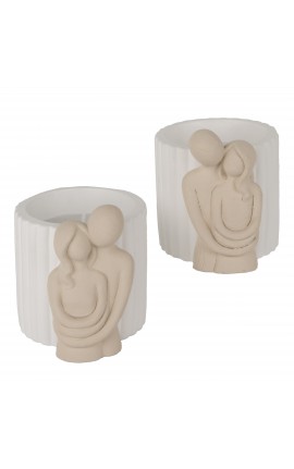 Bomboniera Matrimonio Barattolo Candela Coppia Sposi Bacio 2 Assortiti