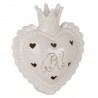 Bomboniera Matrimonio  Cuore Porcellana Led Coppia Sposi Bianco e oro