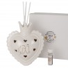 Bomboniera Matrimonio  Profumatore Diffusore Cuore Porcellana Led Coppia Sposi Bianco e Oro con Box