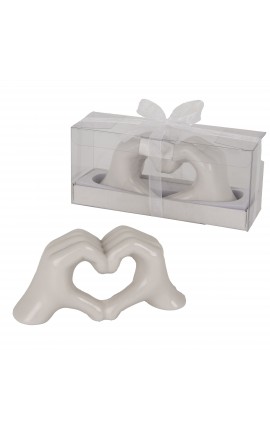 Bomboniera Matrimonio Mani Cuore Bianche Con Scatola Trasparente