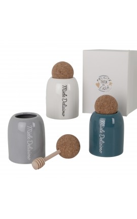 Bomboniera Matrimonio Barattolo Spargimiele Porcellana 3 Colori Assortiti con Box