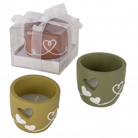 Bomboniera Matrimonio Battesimo Comunione Candela Sorriso 3 Colori Assortiti con Scatola Trasparente