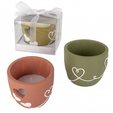Bomboniera Matrimonio Battesimo Comunione Candela Sorriso 3 Colori Assortiti h.8,5 cm con Scatola Trasparente