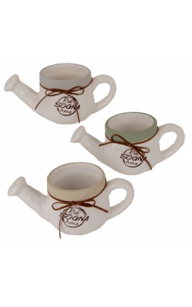 Bomboniera Matrimonio Battesimo Comunione Portapiante Annafiatoio 3 Assortiti 19xh.8 Cm