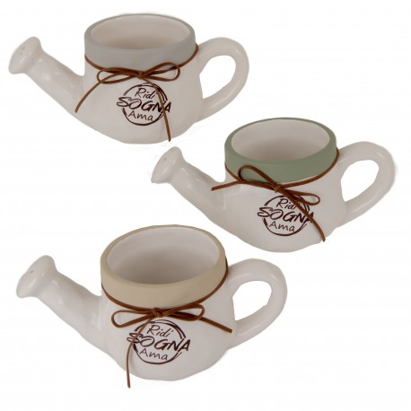 Bomboniera Matrimonio Battesimo Comunione Portapiante Annafiatoio 3 Assortiti 19xh.8 Cm