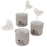 Bomboniera Matrimonio Battesimo Comunione Portapiante Terraccotta e Tessuto 3 Assortiti h.10 Cm