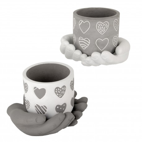 Bomboniera Matrimonio Battesimo Comunione Portapiante Mani Cuori 3 Assorititi Mille Cuori 15xh.11 Cm