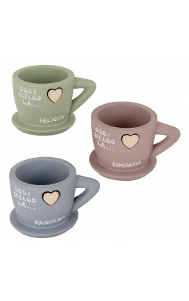 Bomboniera Matrimonio Battesimo Comunione Tazza Portapiante 3 Colori Assortiti