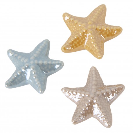 Bomboniera Matrimonio Battesimo Compleanno Magnete Stella Marina Porcellana 3 Colori Assortiti