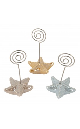 Bomboniera Matrimonio Battesimo Compleanno Memoclip Segnaposto Stella Marina Porcellana 3 Colori Assortiti
