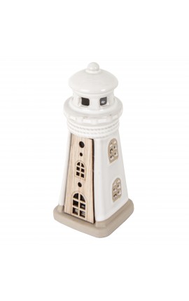 Bomboniera Matrimonio Battesimo Compleanno  Faro Porcellana Led h.14 Cm