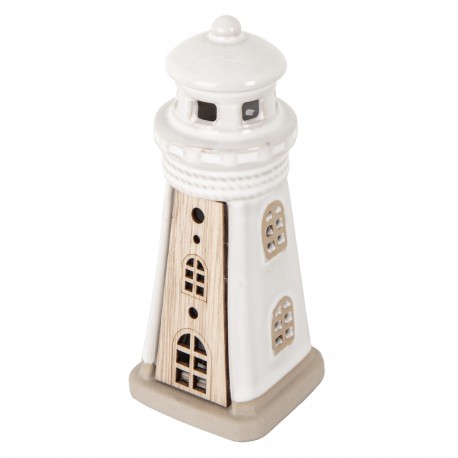 Bomboniera Matrimonio Battesimo Compleanno  Faro Porcellana Led h.14 Cm