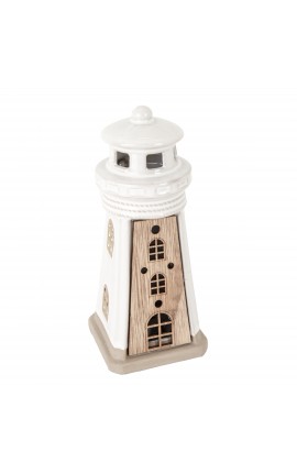 Bomboniera Matrimonio Battesimo Compleanno  Faro Porcellana Led h.19 Cm