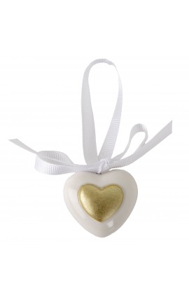 Bomboniera Matrimonio Appendino Cuore Porcellana Bianco e Oro