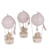 Bomboniera Battesimo Nascita Compleanno Mongolferiera Orsetto Cagnolino Elefantino Rosa 3 Assortiti h.16 Cm