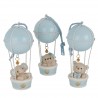 Bomboniera Battesimo Nascita Compleanno Mongolferiera Orsetto Cagnolino Elefantino Celeste 3 Assortiti h.14 Cm